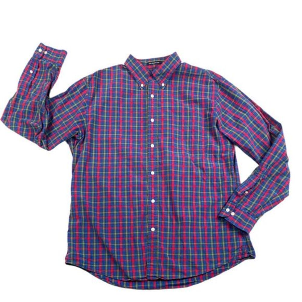 Lands' End Tailored Fit Plaid Button Down